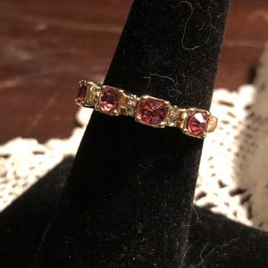 Delicate Band Marked 925 w/Pink & White Stones